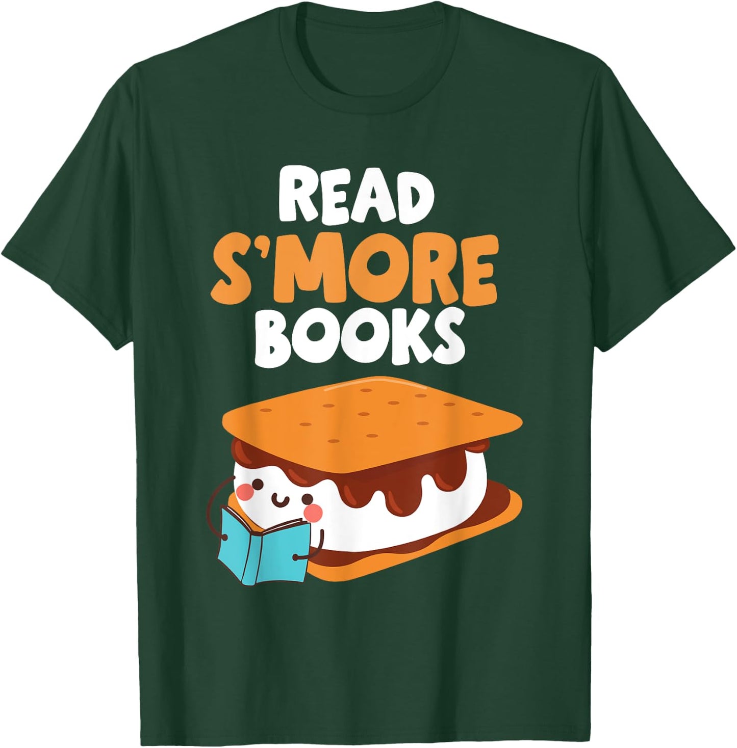 Marshmallow Camping Campfire Funny Read Smore Books T-Shirt - T-Shirt | Forest