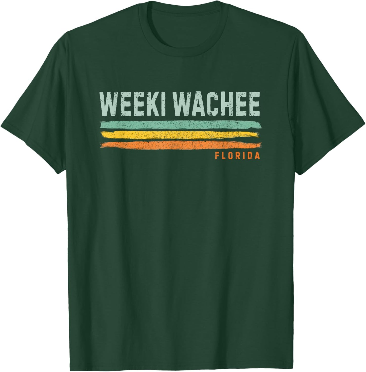Vintage Stripes Weeki Wachee FL T-Shirt - T-Shirt | Forest