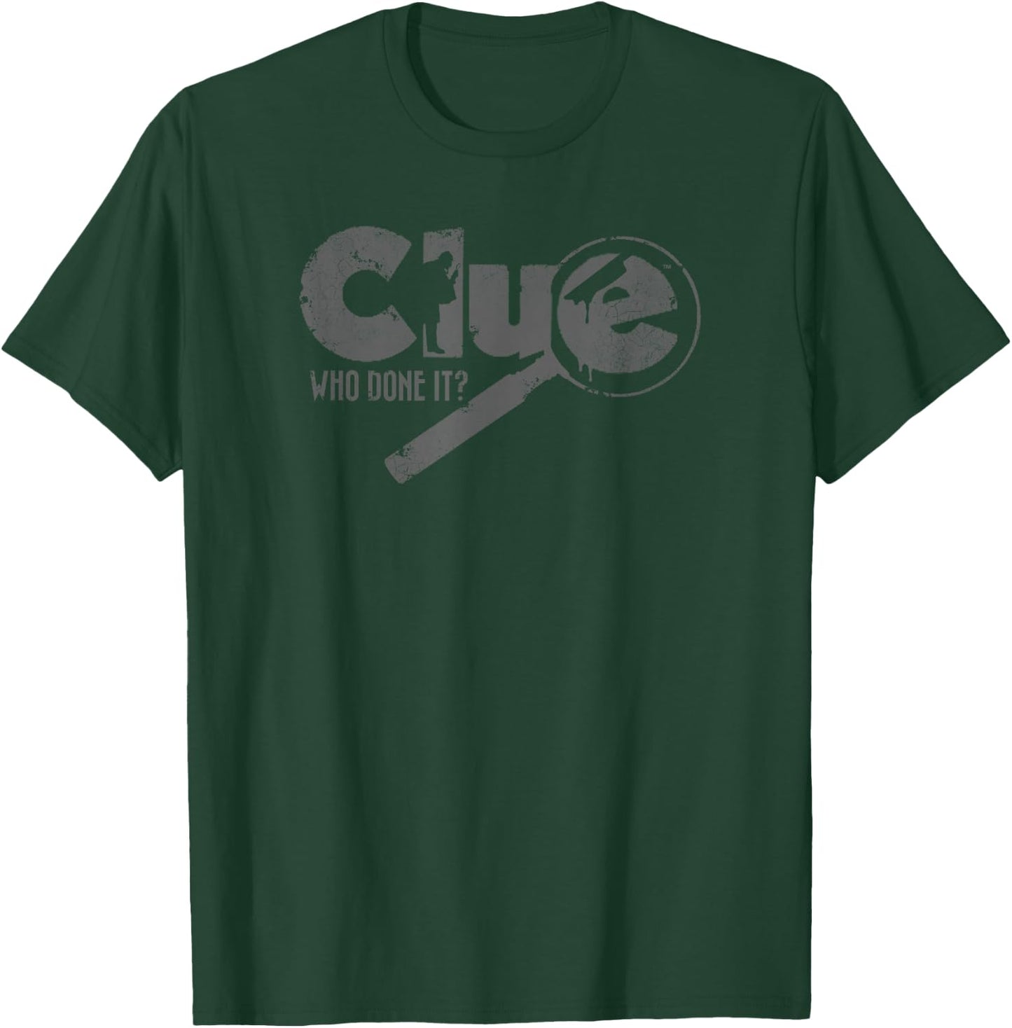 Clue Who Done It? Magnifying Glass Distressed Logo T-Shirt - T-Shirt | Forest