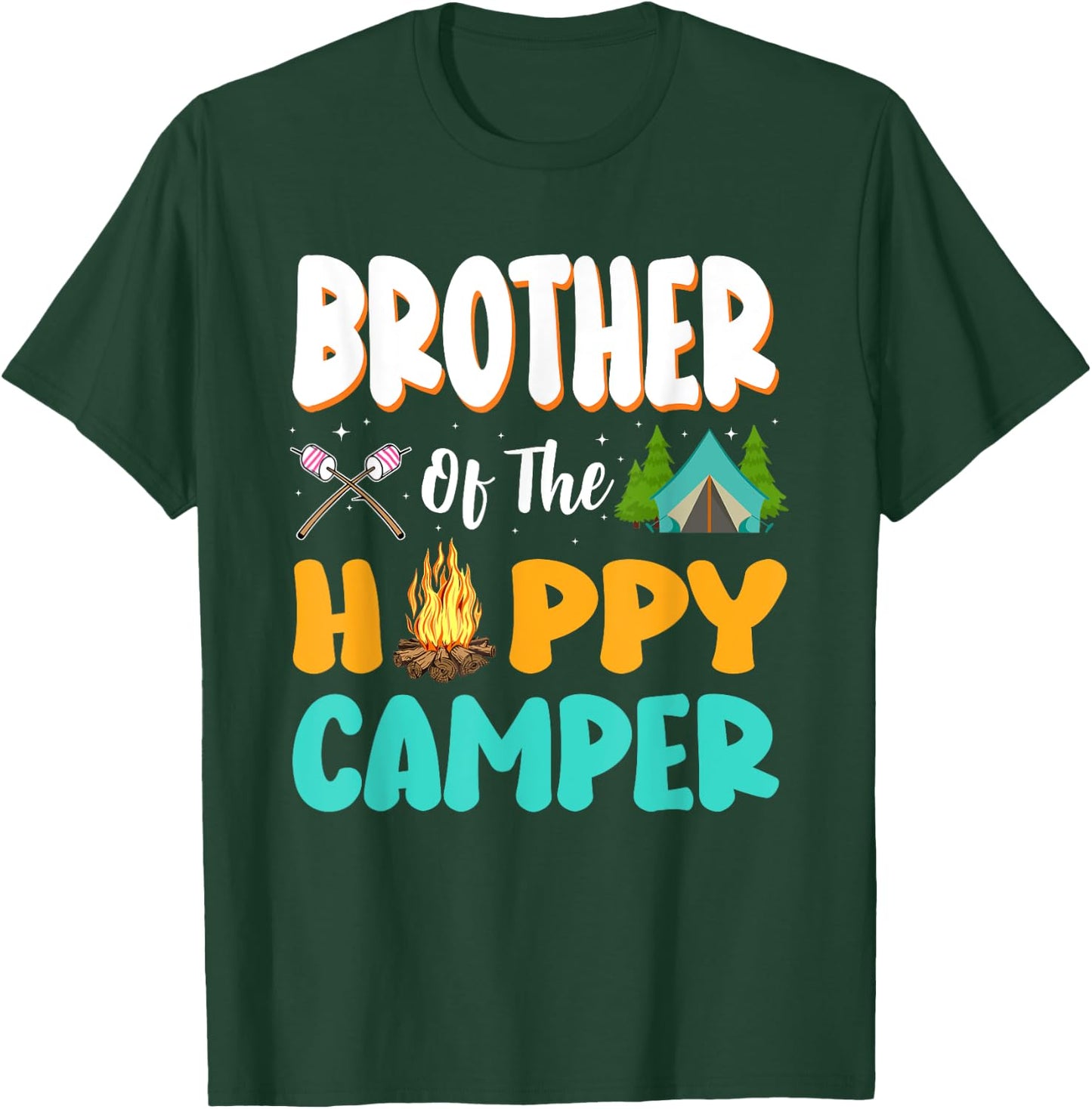 Brother Of The Happy Camper Family Camping Birthday Trip T-Shirt - T-Shirt | Forest