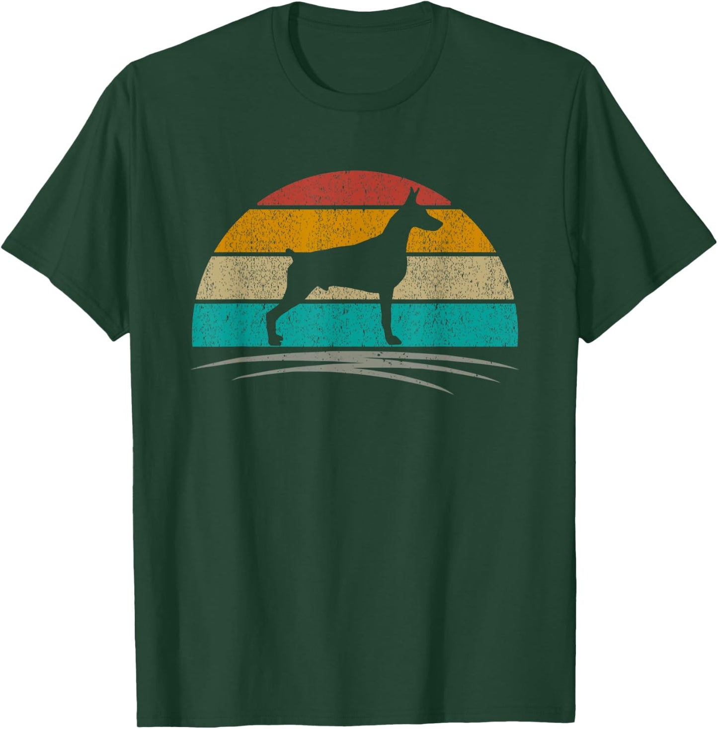 Doberman Retro Sunset Distressed Mom Dad Dog Lover T-Shirt - T-Shirt | Forest