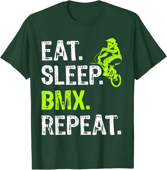 Eat Sleep BMX Repeat BMX Bicycle Funny T-Shirt - T-Shirt | Forest