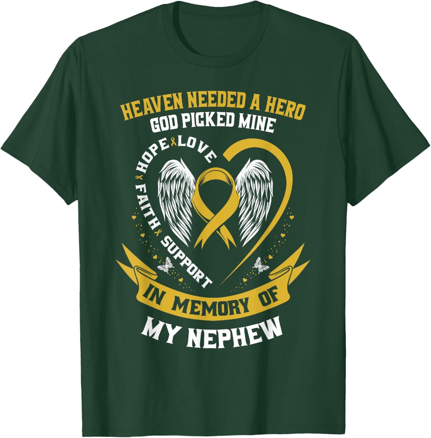 Gold In Memory of Nephew Childhood Cancer Awareness Shirts T-Shirt - T-Shirt | Forest