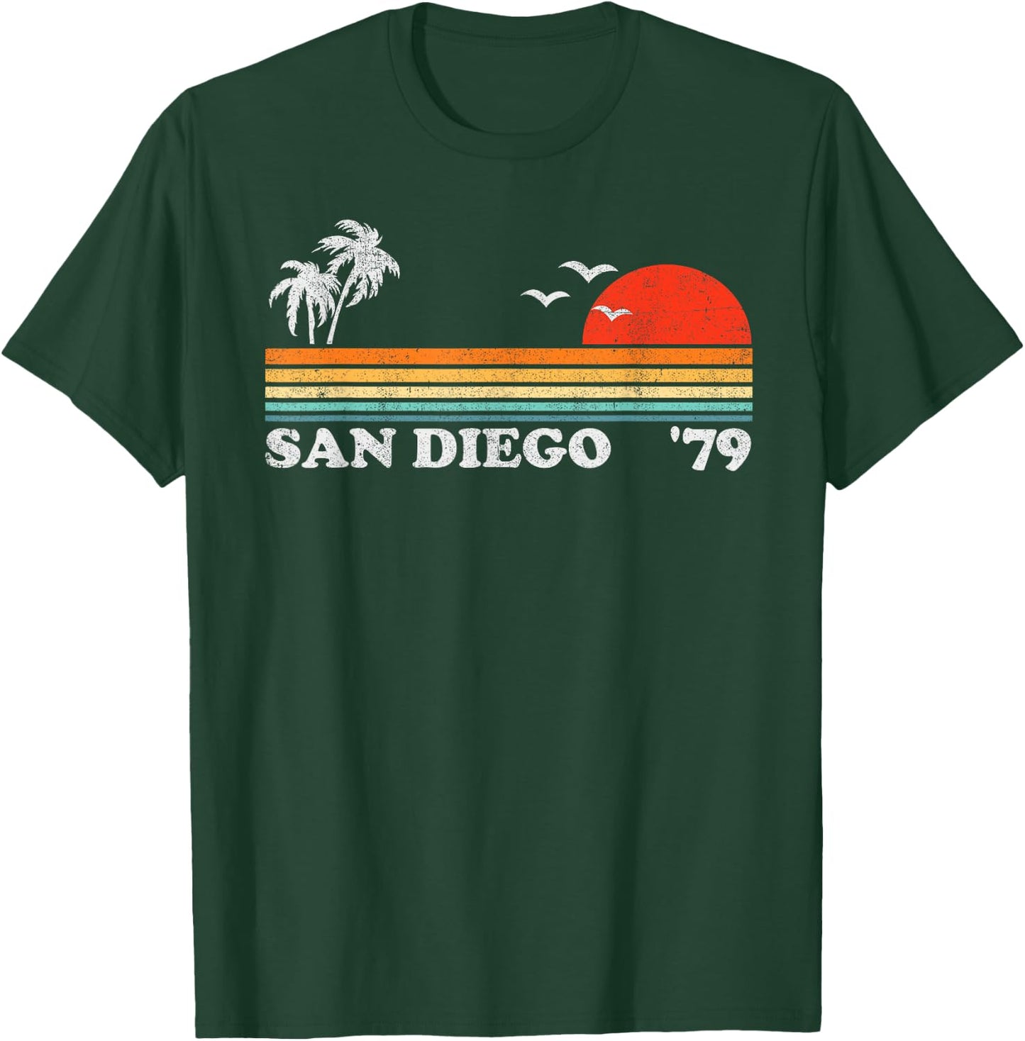Vintage San Diego California Beach Retro Surfing 70's Gift Women Kids T-Shirt - T-Shirt | Forest
