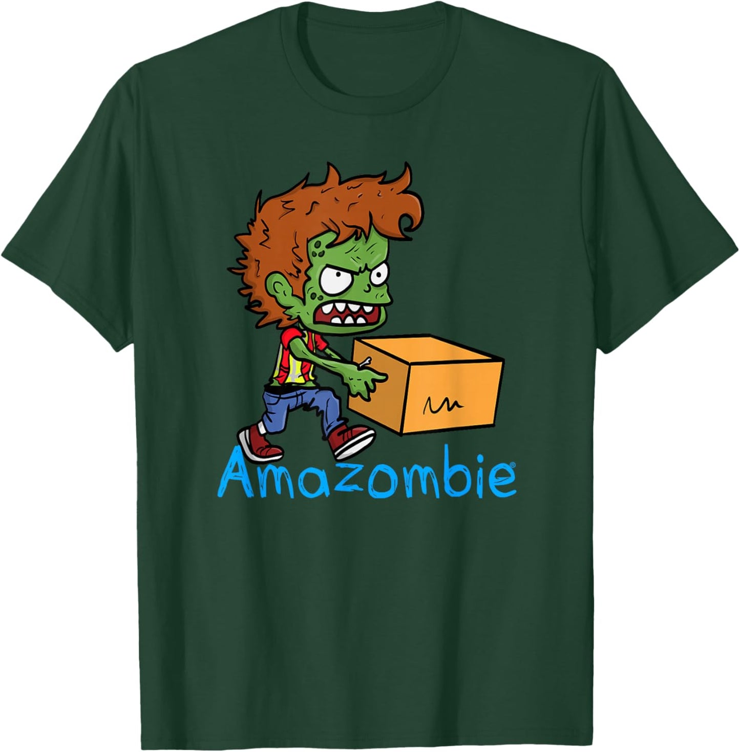 Associate Xave the Amazombie Worker Running With A Box T-Shirt - T-Shirt | Forest