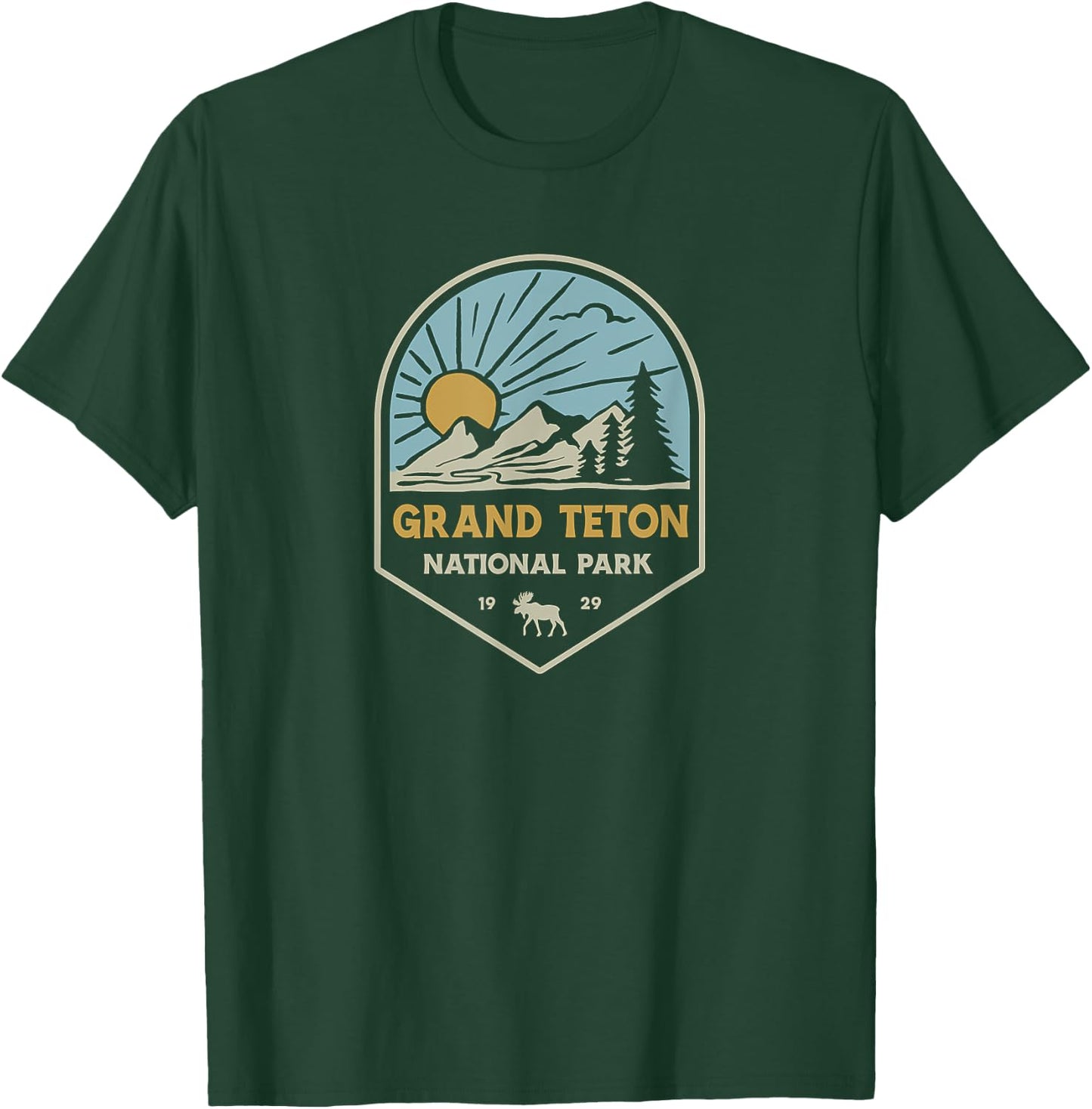 Grand Teton National Park Retro Sunset T-Shirt - T-Shirt | Forest