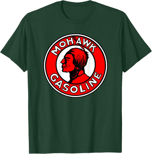 Back Print Only Retro Vintage Gas Station Mohawk Gasoline T-Shirt - T-Shirt | Forest