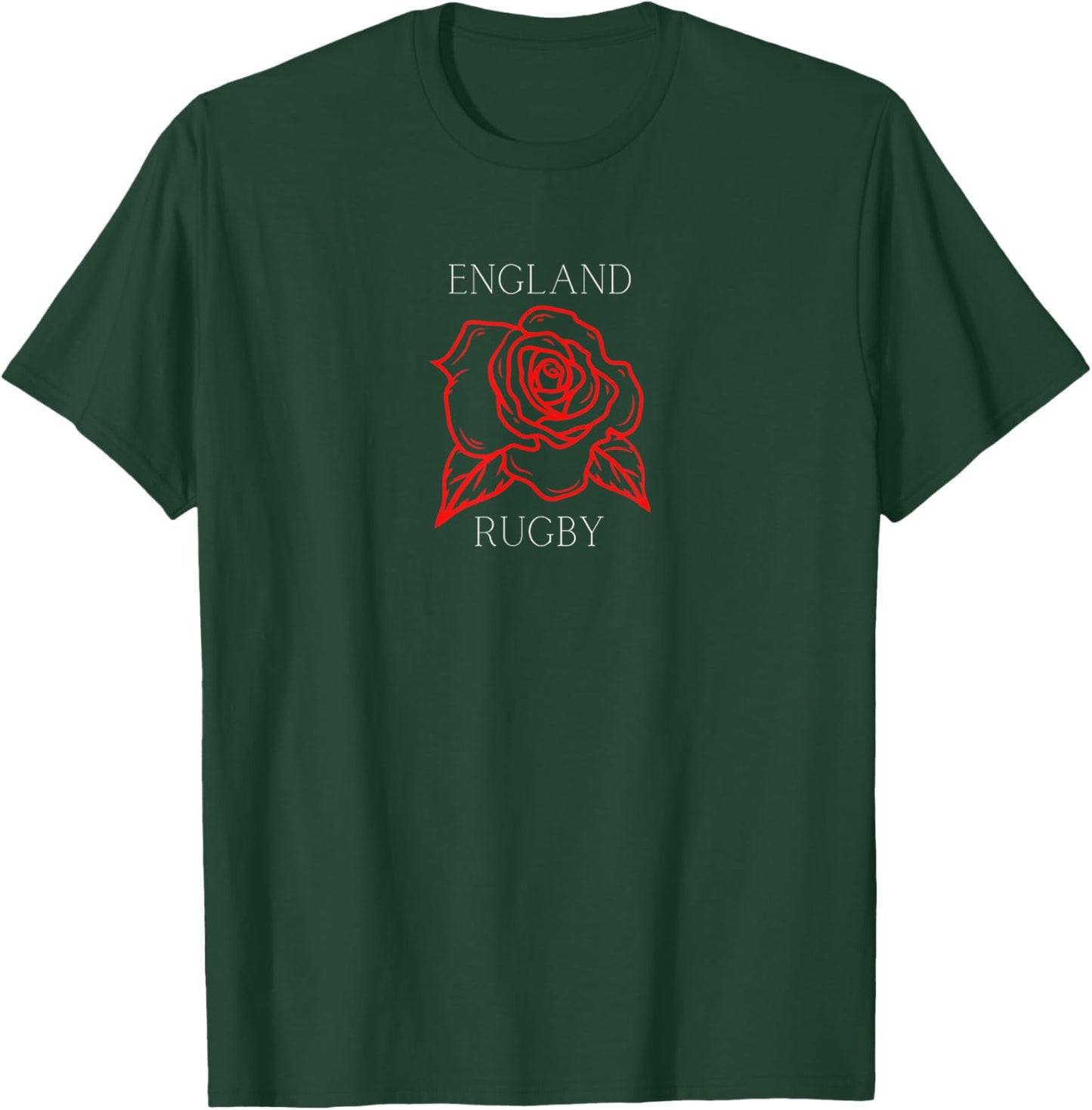 Historic Designs England Rugby Rose - England Rugby Football Top T-Shirt - T-Shirt | Forest