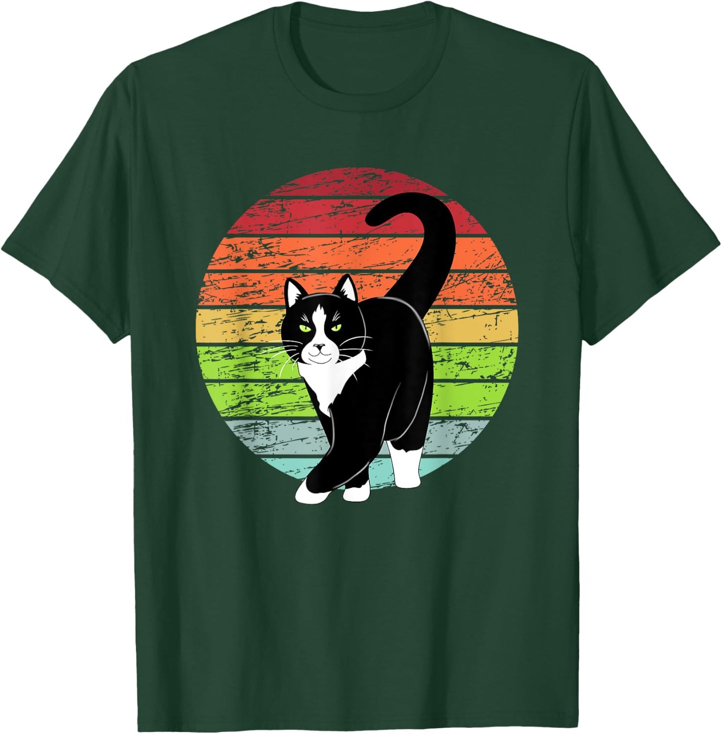 Retro Black Tuxedo Cat Lover Cat Kitty Lover - Green Eyes Women Kids T-Shirt - T-Shirt | Forest