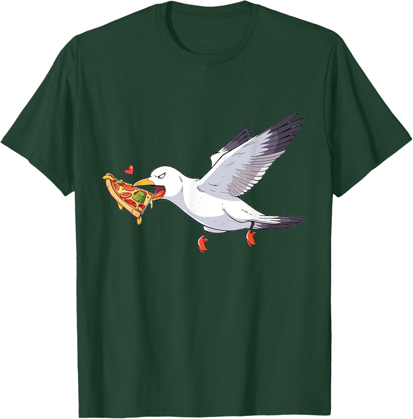 Cranky Seagull Funny Shirt Beach Birds Stealing Pizza Summer T-Shirt - T-Shirt | Forest