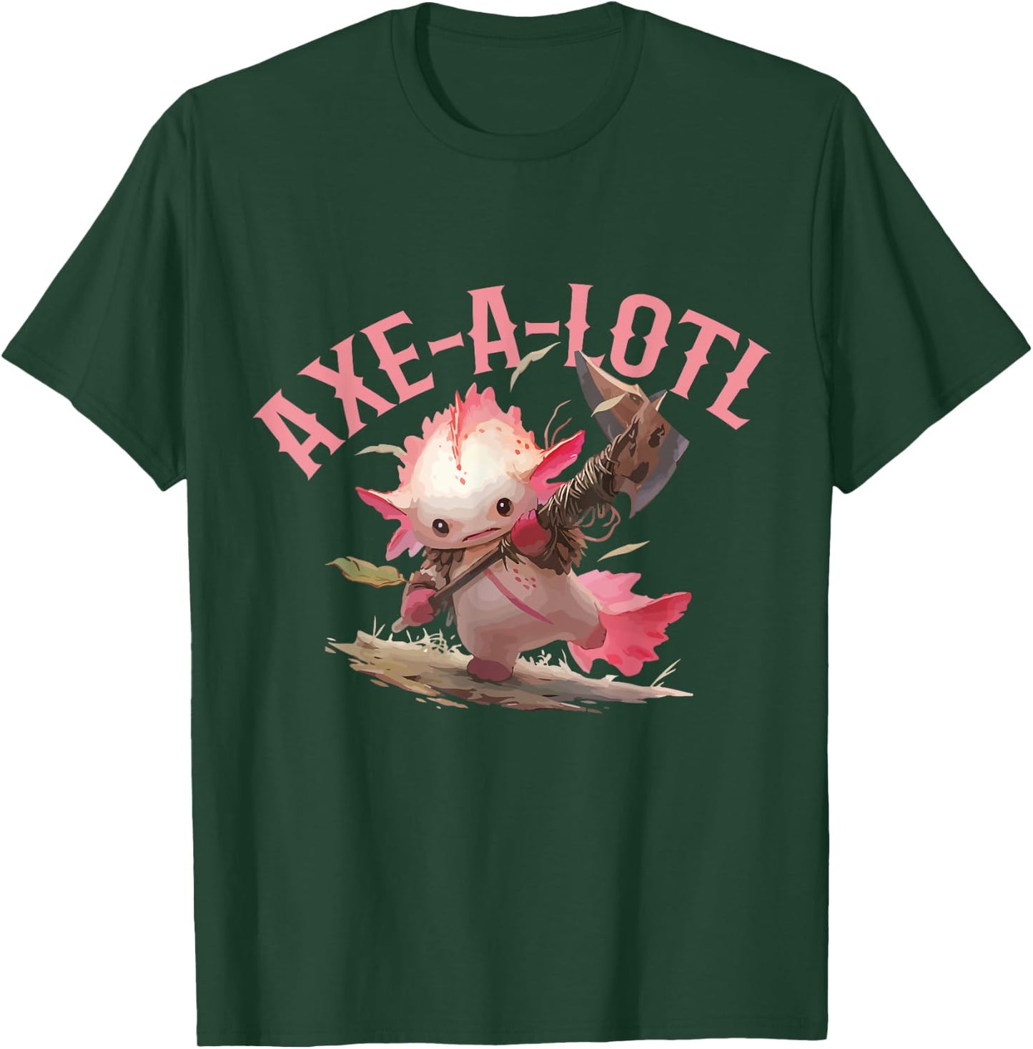 Axolotl Axt-A-Lotl Funny Viking Axe Throwing Lumberjack T-Shirt - T-Shirt | Forest