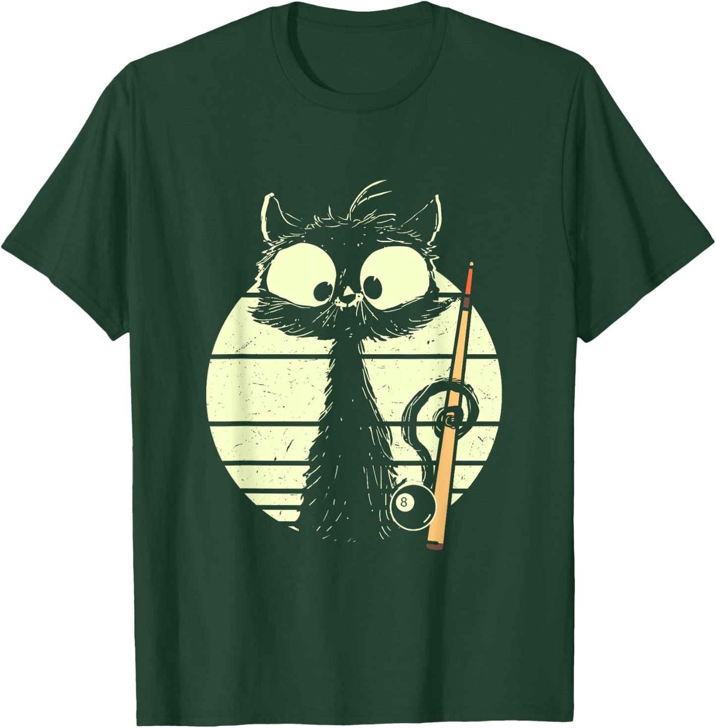 Cat With Billiard Pool Snooker Billiard Ball Cute Cat T-Shirt - T-Shirt | Forest