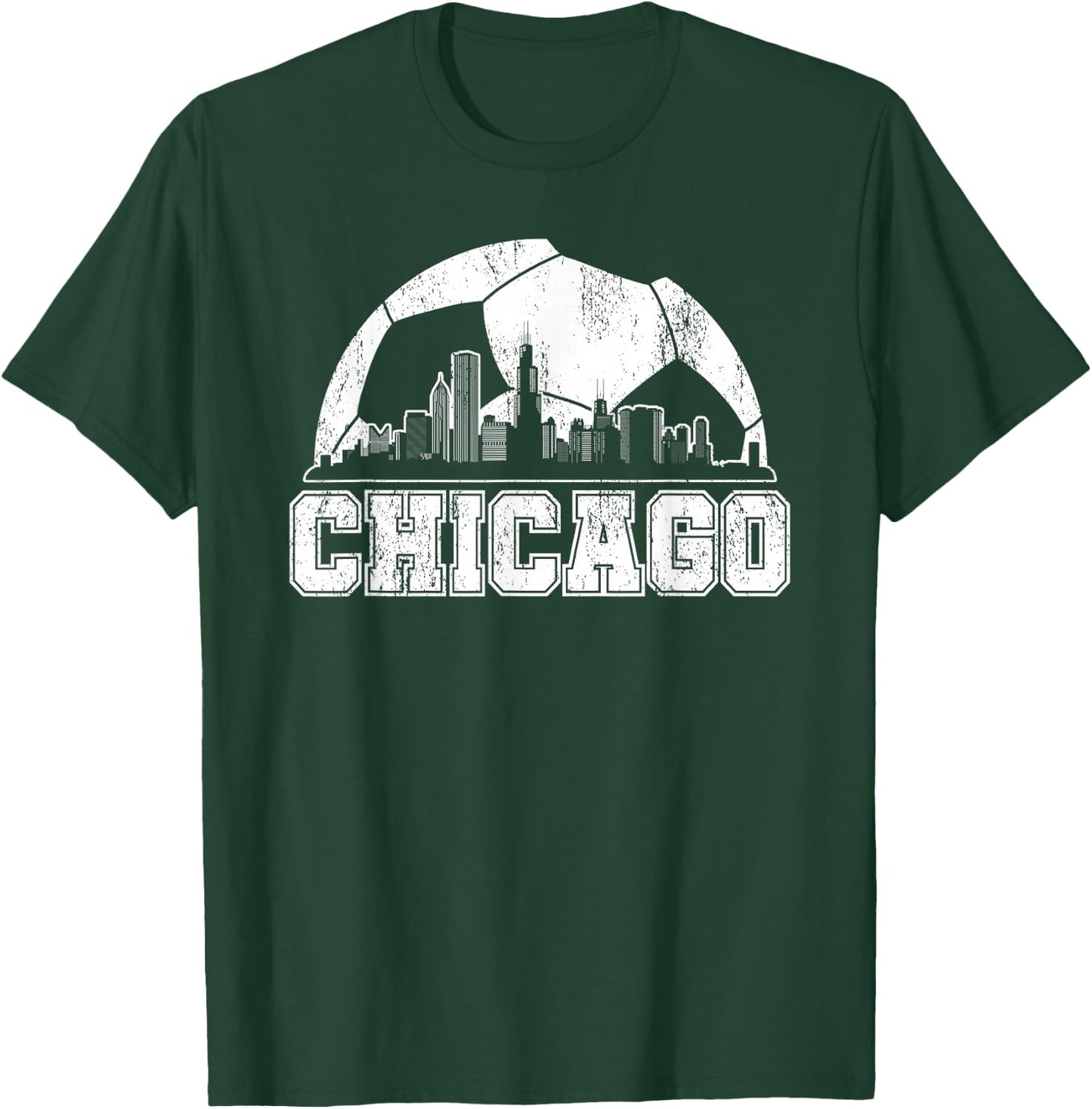 Chicago Skyline Soccer Lover T-Shirt - T-Shirt | Forest