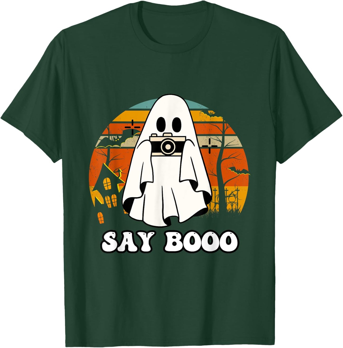 Halloween Photographer Vintage Say Boo T-Shirt - T-Shirt | Forest