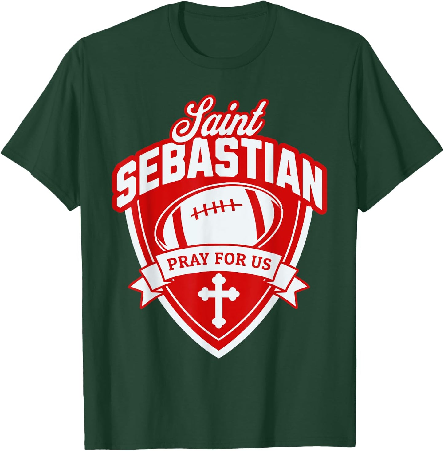 St Sebastian Patron Saint of Football Players Sports Athlete T-Shirt - T-Shirt | Forest