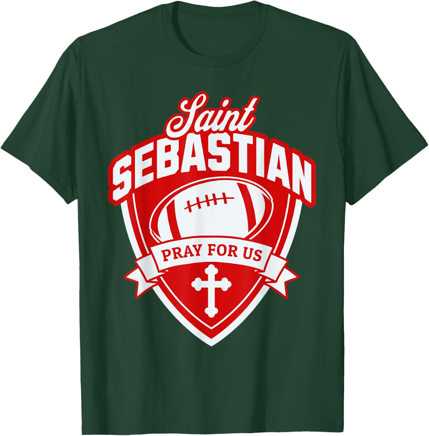 St Sebastian Patron Saint of Football Players Sports Athlete T-Shirt - T-Shirt | Forest