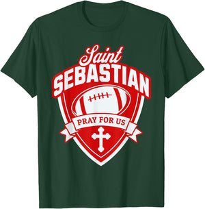 St Sebastian Patron Saint of Football Players Sports Athlete T-Shirt - T-Shirt | Forest