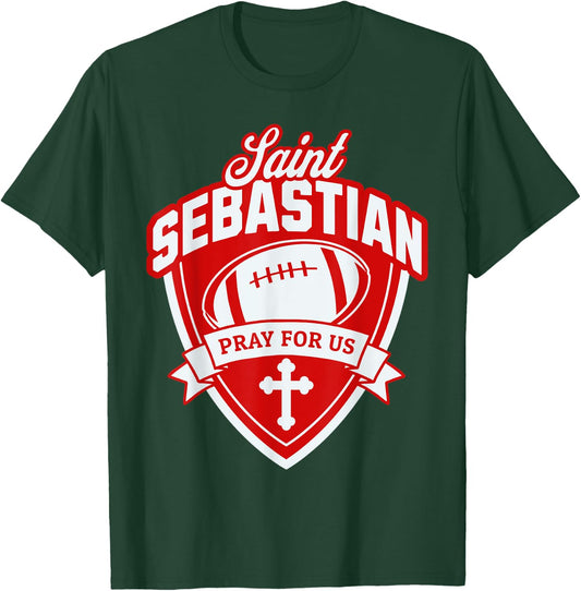 St Sebastian Patron Saint of Football Players Sports Athlete T-Shirt - T-Shirt | Forest