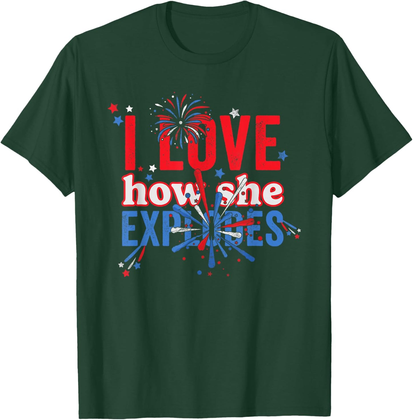 4th Of July I Love How She Explodes Fireworks Funny Couple T-Shirt - T-Shirt | Forest