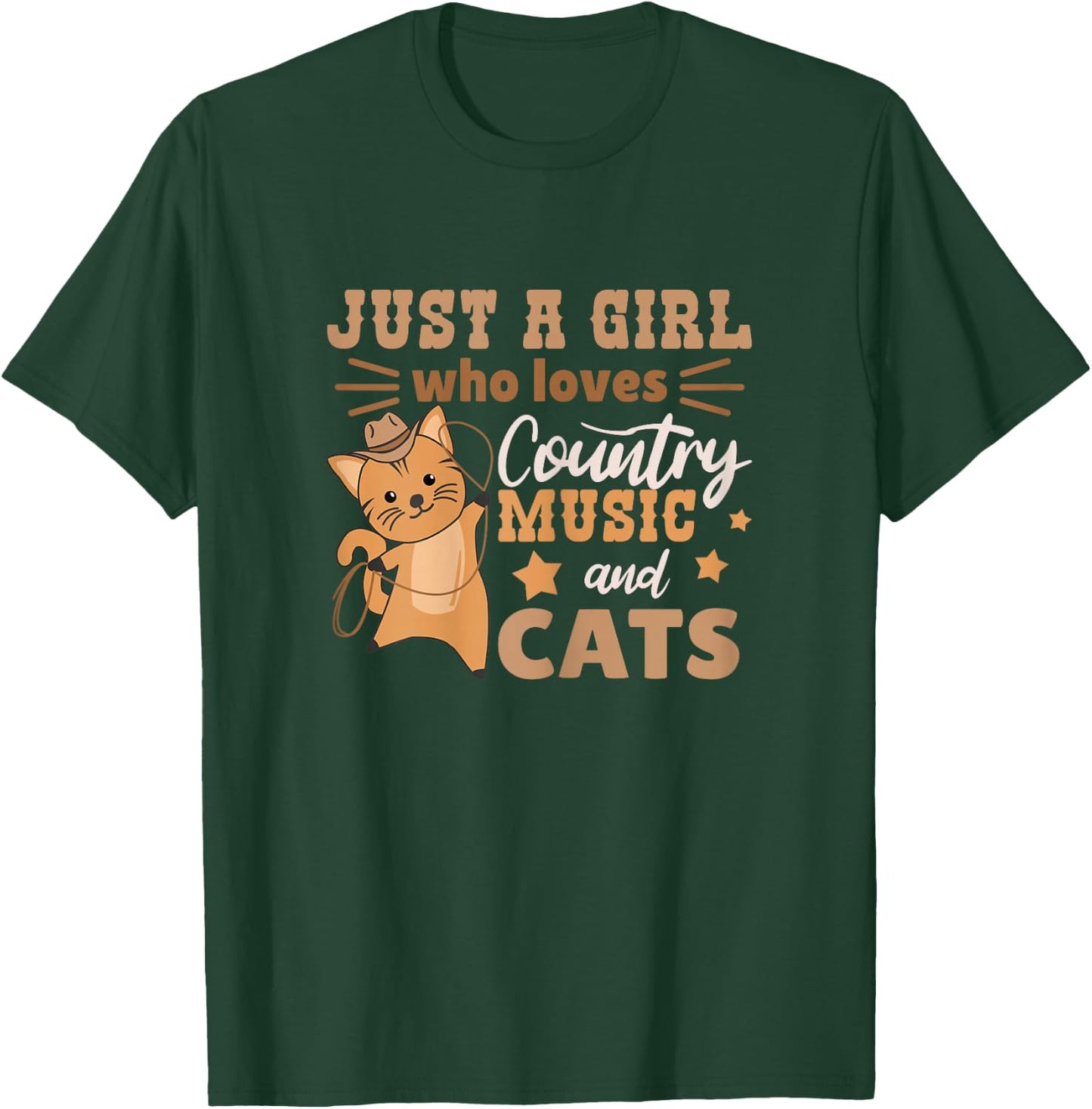 Just A Girl Who Loves Country Music And Cats T-Shirt - T-Shirt | Forest