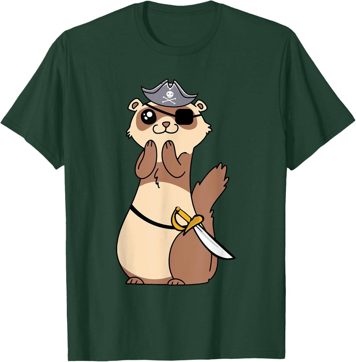 Eye Patch Weasel Kids Pirate Ferret T-Shirt - T-Shirt | Forest