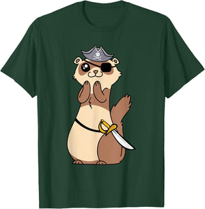 Eye Patch Weasel Kids Pirate Ferret T-Shirt - T-Shirt | Forest