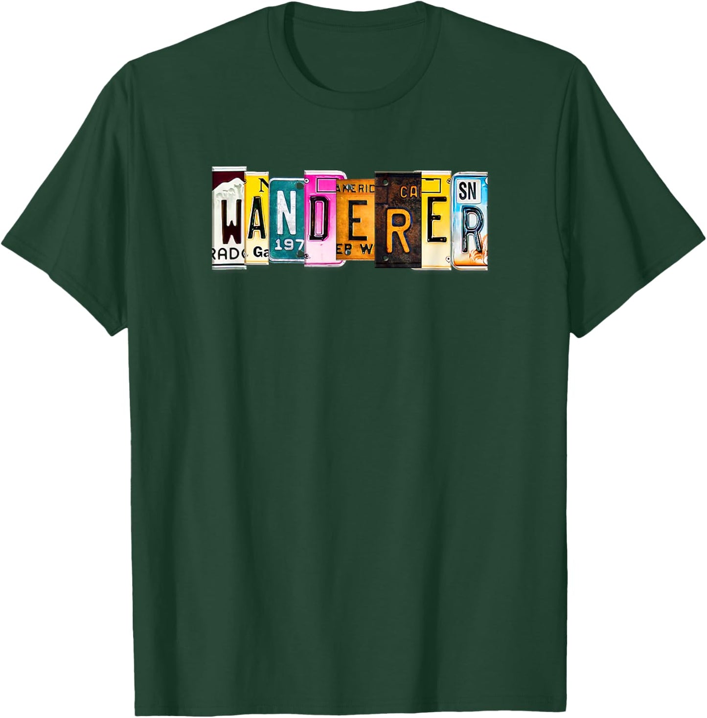 License Plate Wanderer Hiker Camping Crew RV Traveler T-Shirt - T-Shirt | Forest
