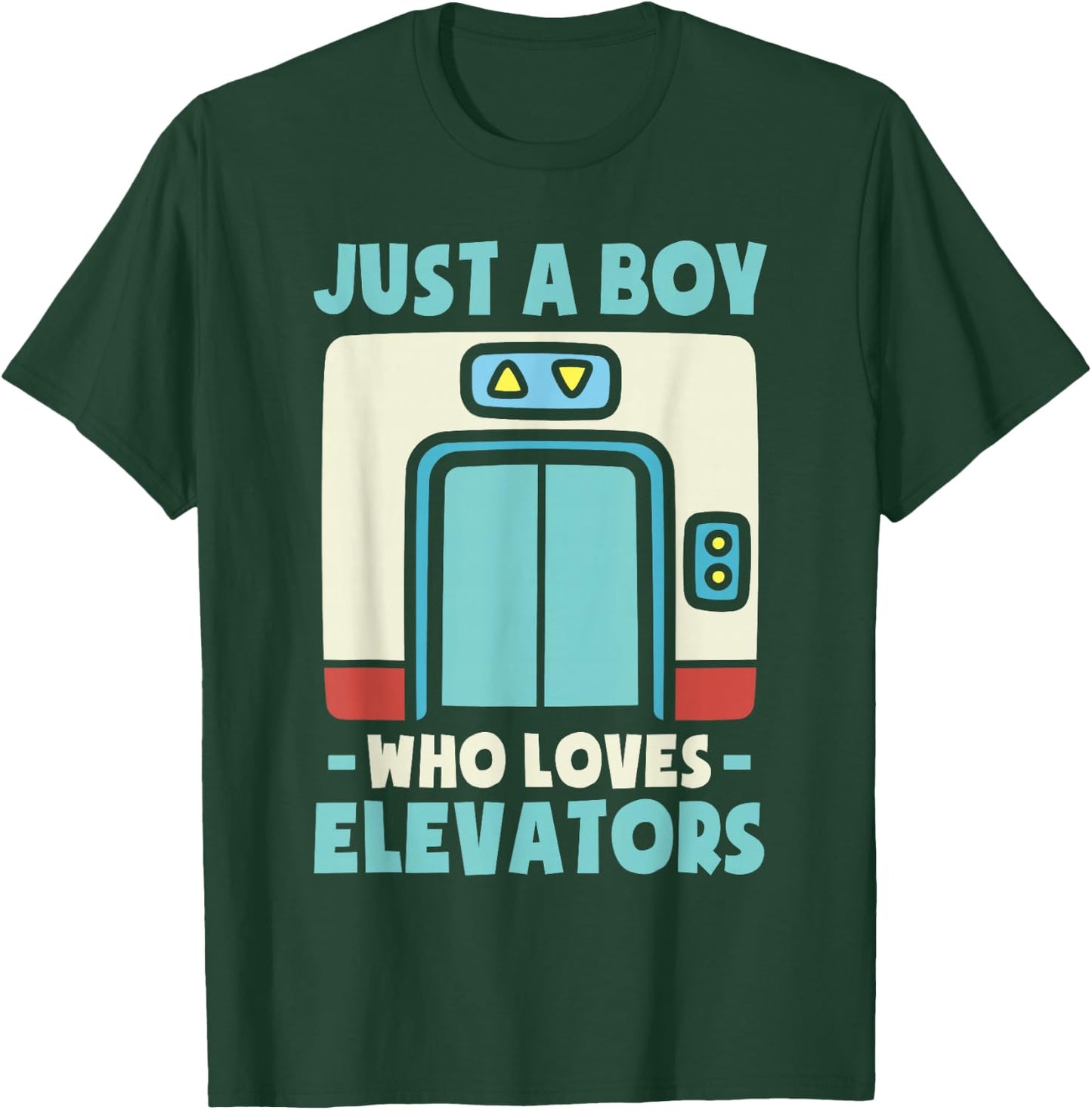 Just a Boy Who Loves Elevators -Kids Elevator Graphic Kids - Black, Small T-Shirt - T-Shirt | Forest