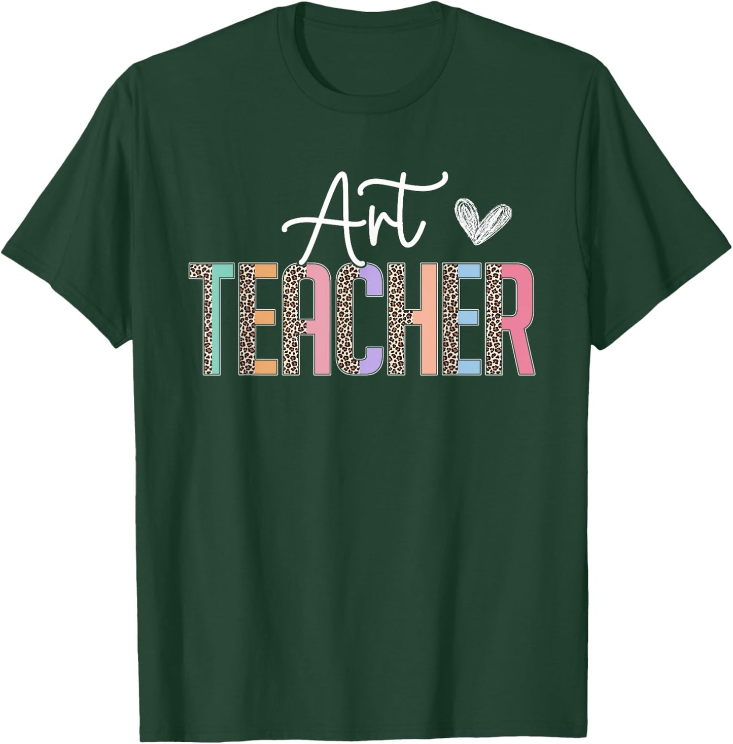 Team Art Teacher Leopard Print Art Teacher Women Girls Kids T-Shirt - T-Shirt | Forest