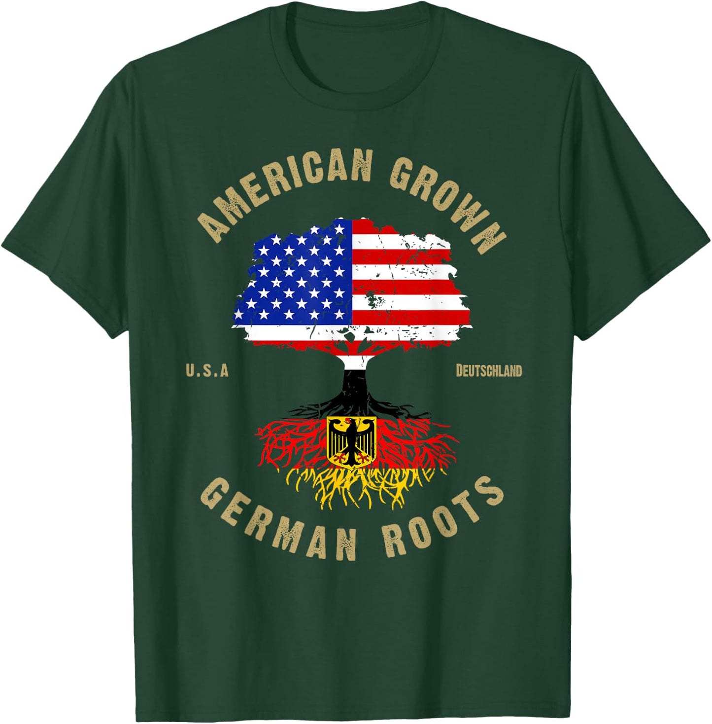German Roots American Grown German Flag Oktoberfest T-Shirt - T-Shirt | Forest