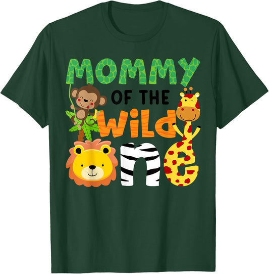 Mommy of the Wild One Zoo Theme Bday Safari Jungle Animals T-Shirt - T-Shirt | Forest