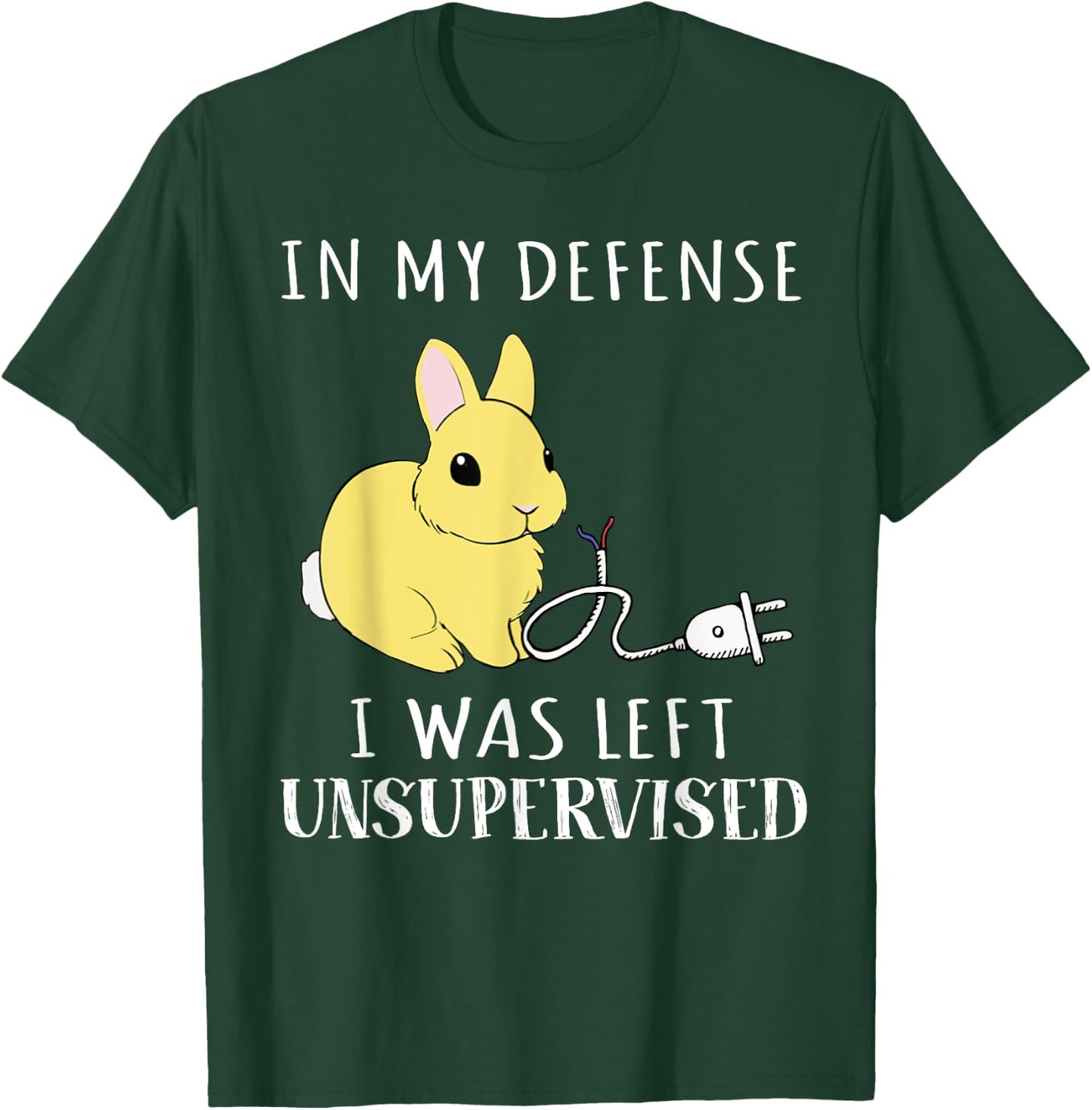 In my defense I was left unsupervised bunny T-Shirt - T-Shirt | Forest