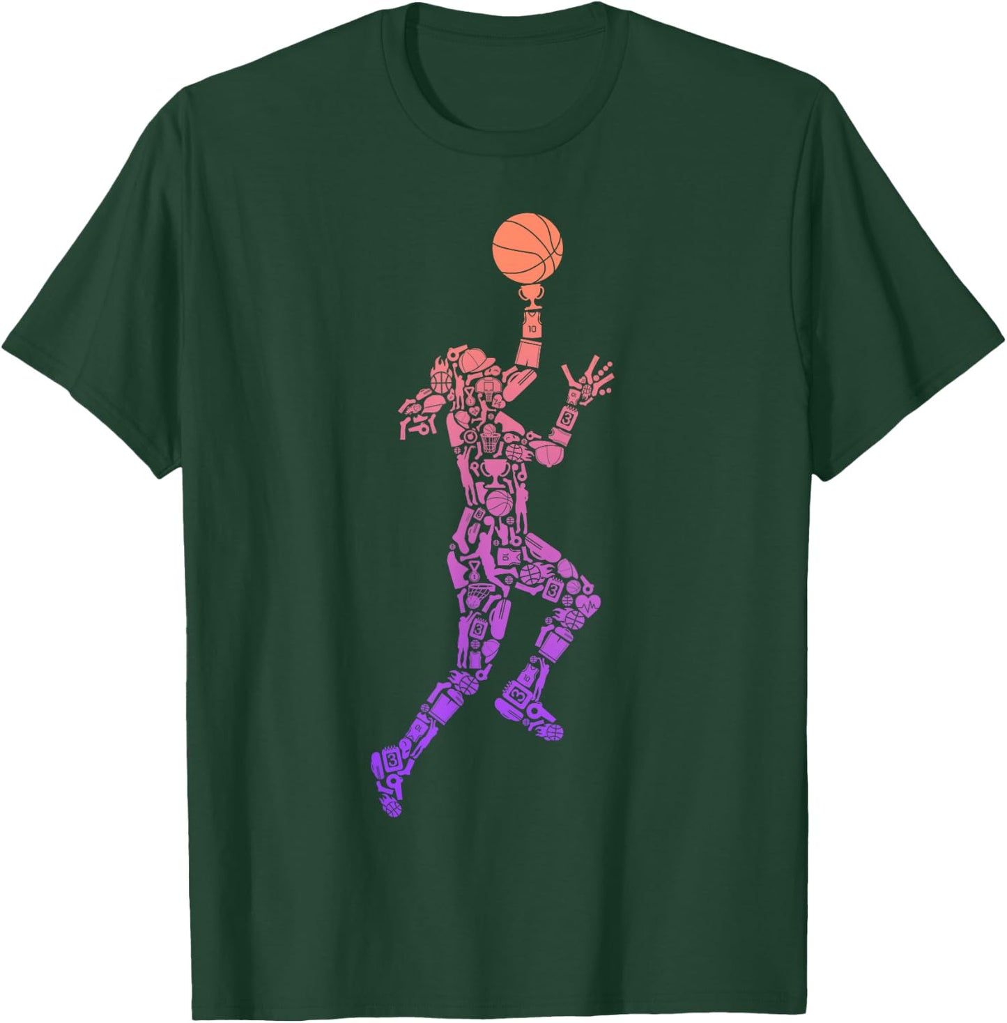 Basketball Player Bball Kids Women Girls Basketball T-Shirt - T-Shirt | Forest