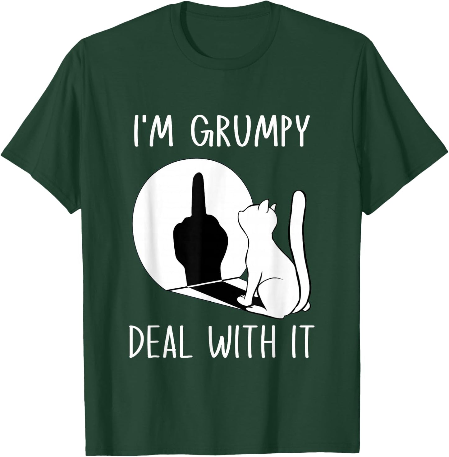 Funny Cat Shadow I'm Grumpy Deal With It T-Shirt - T-Shirt | Forest