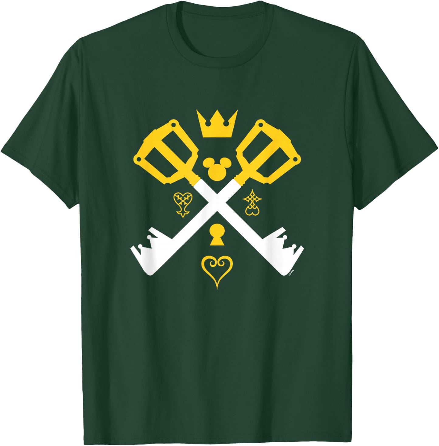 Kingdom Hearts Keyblades Crossed Gold and White Designs T-Shirt - T-Shirt | Forest