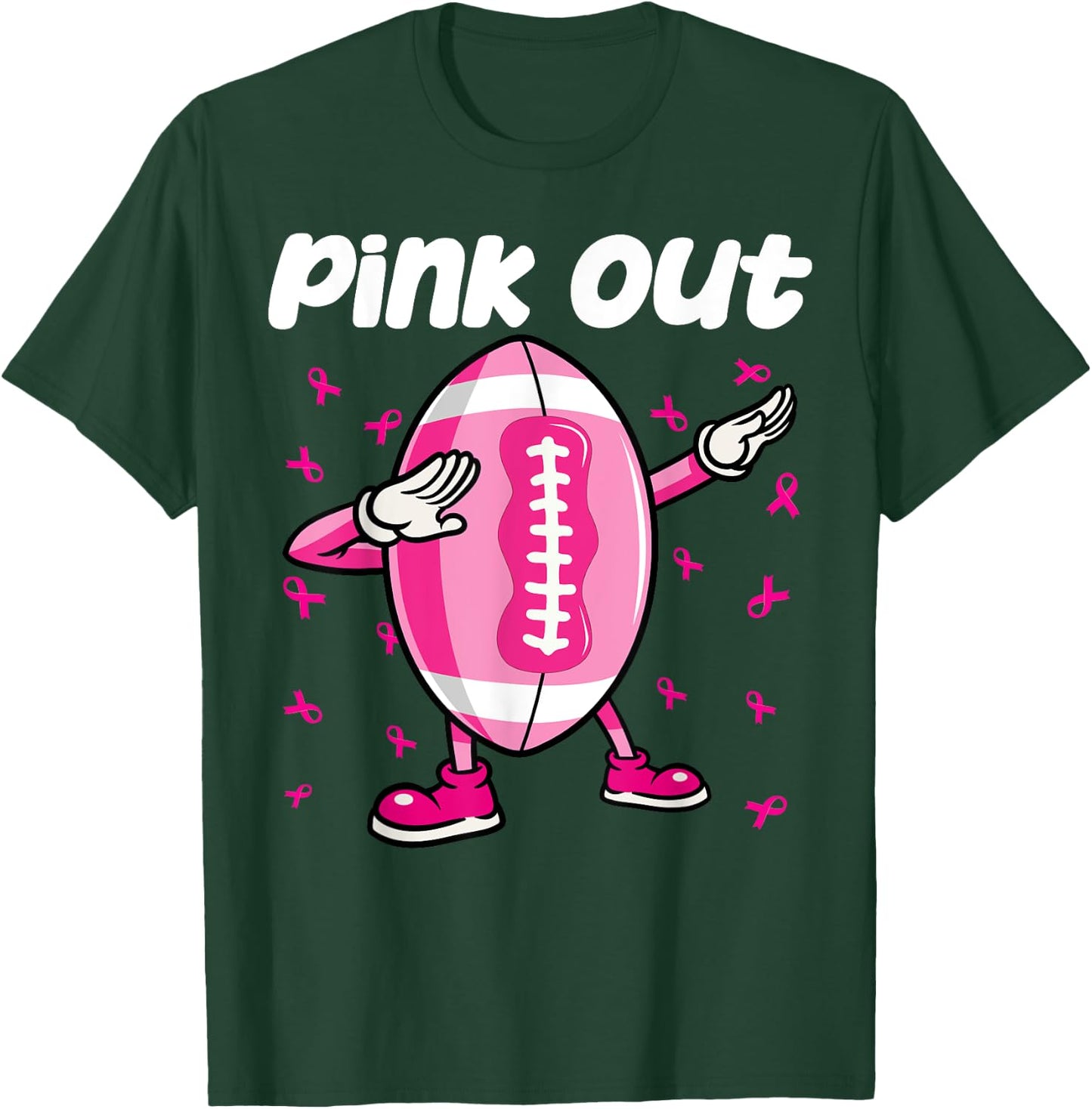 Pink Out Breast Cancer Awareness Survivor Dab Football Kids T-Shirt - T-Shirt | Forest