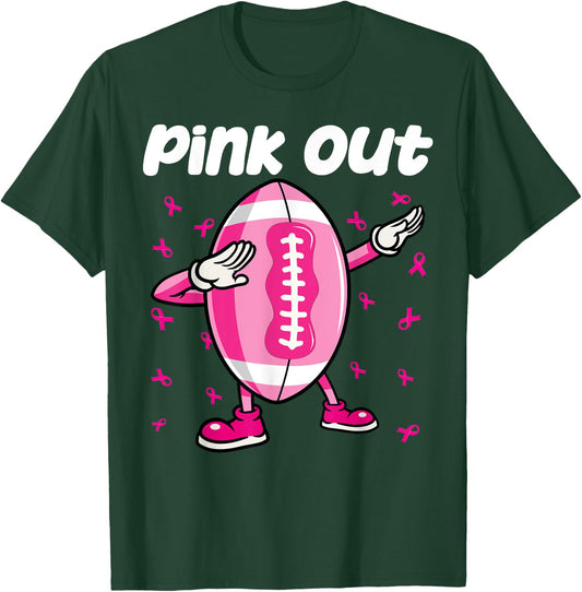 Pink Out Breast Cancer Awareness Survivor Dab Football Kids T-Shirt - T-Shirt | Forest