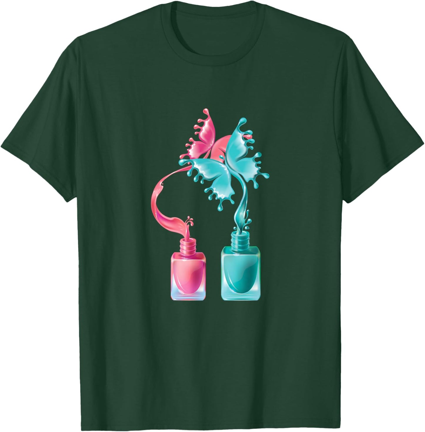 Nail Tech Artist Nail Polish Butterfly Gift T-Shirt - T-Shirt | Forest