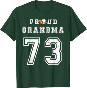Custom Proud Football Grandma Number 73 Personalized T-Shirt - T-Shirt | Forest