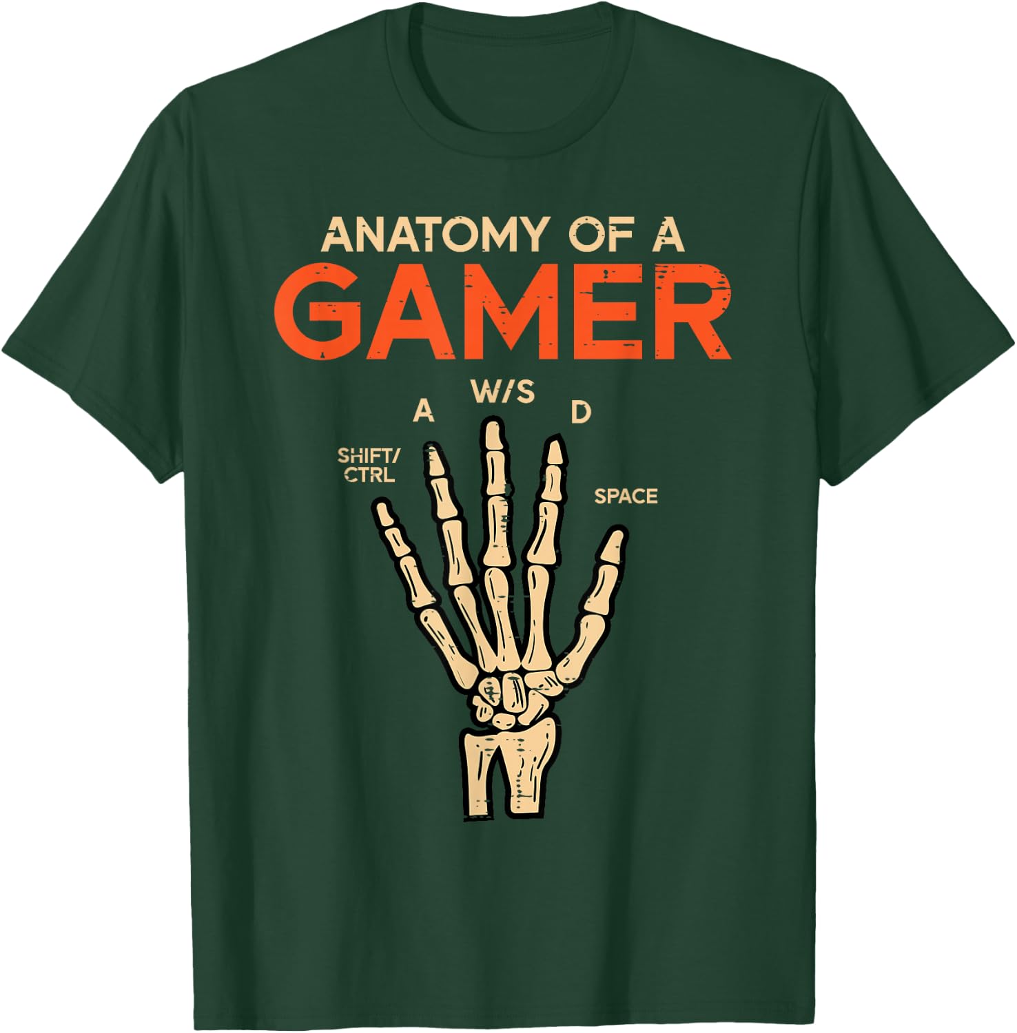 Anatomy of A Gamer Skeleton Hand Funny Men Boys Kids Teens T-Shirt - T-Shirt | Forest