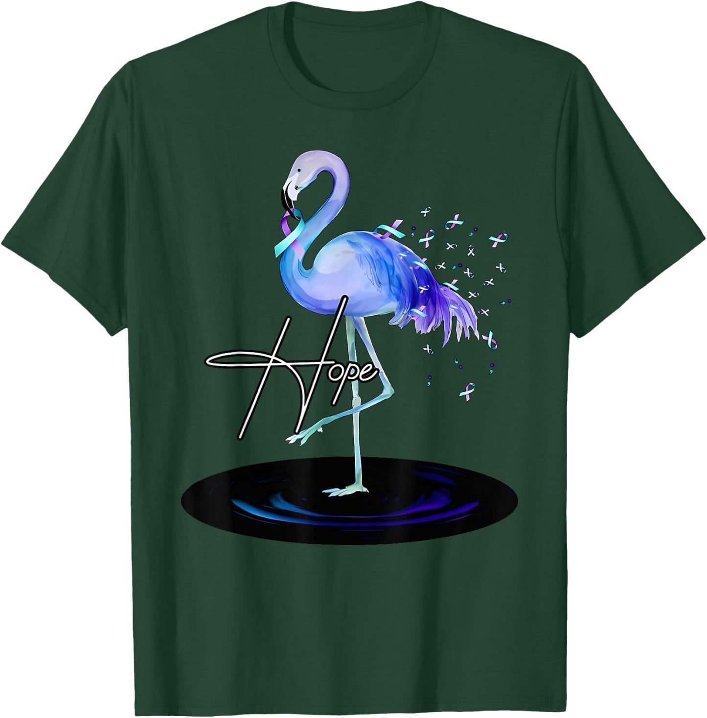 Hope With Flamingo Suicide Prevention Awareness T-Shirt - T-Shirt | Forest
