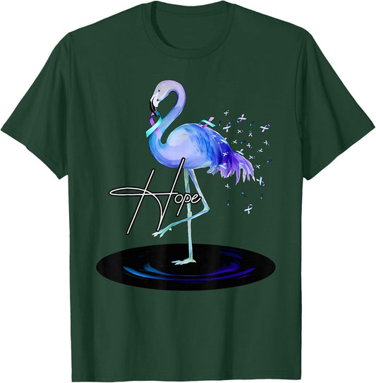 Hope With Flamingo Suicide Prevention Awareness T-Shirt - T-Shirt | Forest