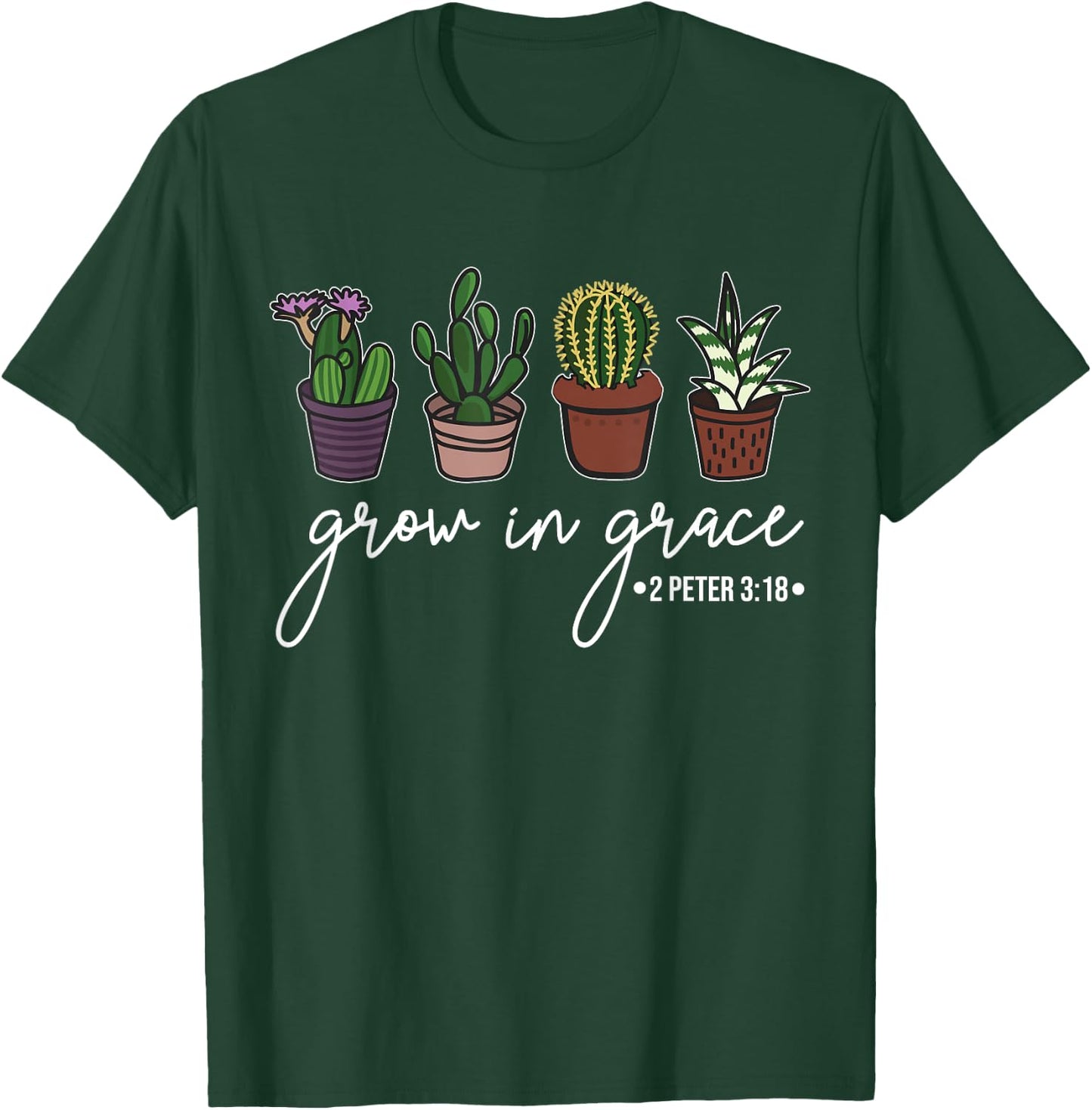 Grow In Grace Christian Easter Day Cute Cactus Lover T-Shirt - T-Shirt | Forest