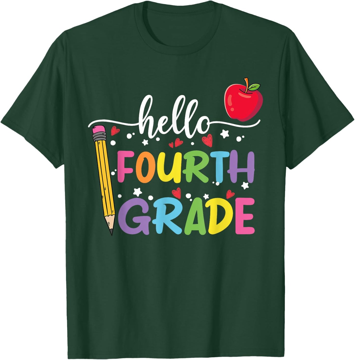 Hello Fourth Grade Team 4th Grade Back to School Teacher Kid T-Shirt - T-Shirt | Forest