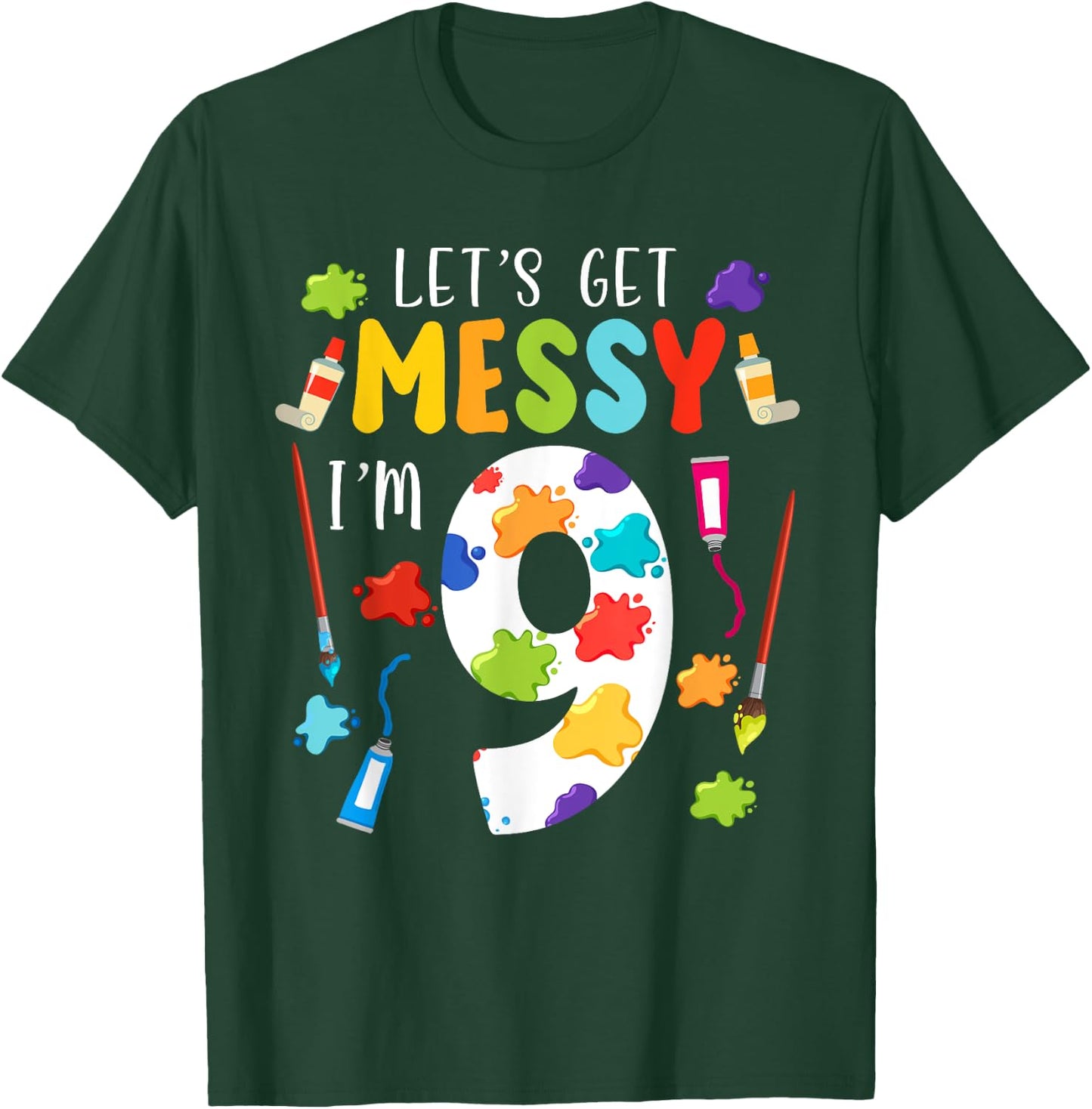 Art Painting 9th Birthday Artist 9 Years old Party Theme T-Shirt - T-Shirt | Forest