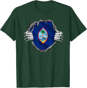 Funny Guam Flag Country Oceania T-Shirt - T-Shirt | Forest