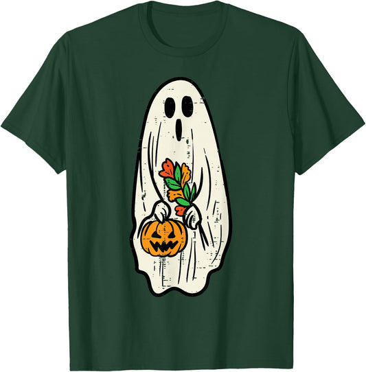 Ghost Floral Groovy Vintage Retro Halloween Costume Women T-Shirt - T-Shirt | Forest