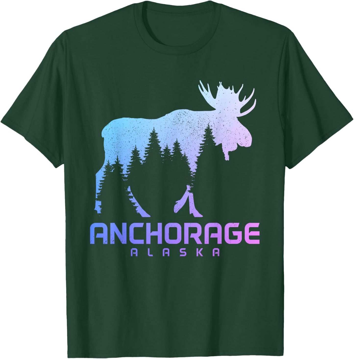 Anchorage Alaska Vintage Moose Souvenir T-Shirt - T-Shirt | Forest