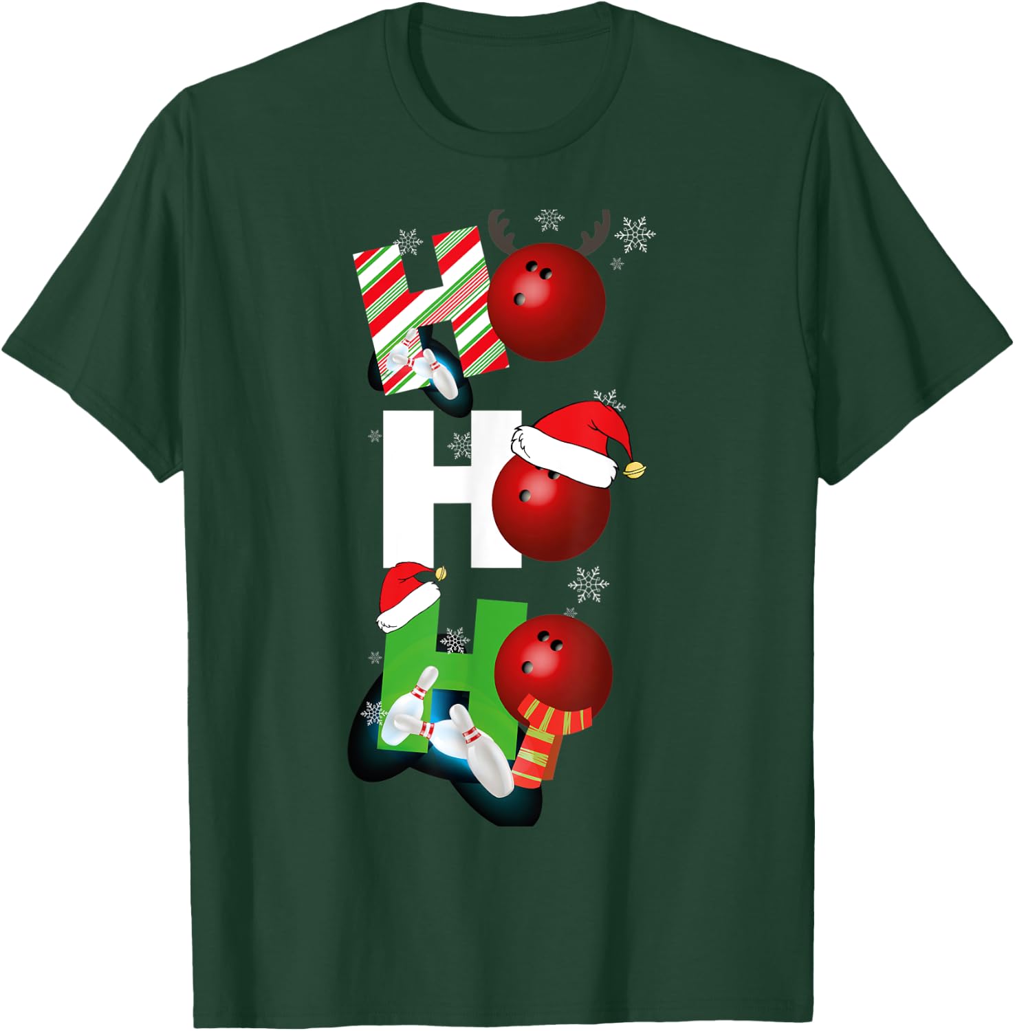 Funny Christmas Bowling Alley Pajamas Player Matching Bowler T-Shirt - T-Shirt | Forest
