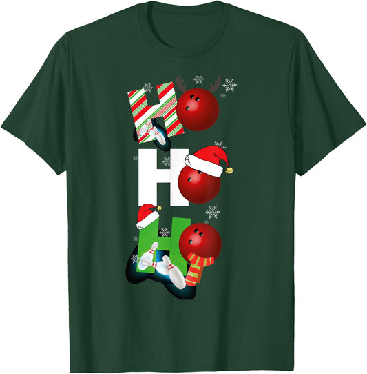Funny Christmas Bowling Alley Pajamas Player Matching Bowler T-Shirt - T-Shirt | Forest